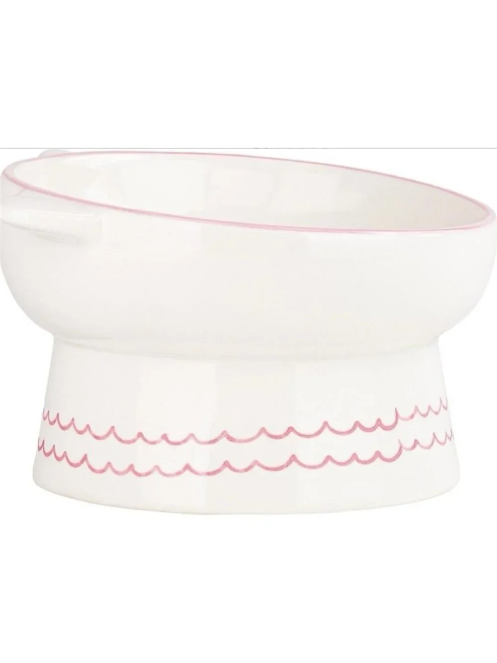 Elevated Pet Bowl 10 Strawberry Street White Pink Ceramic Food Water Dish New